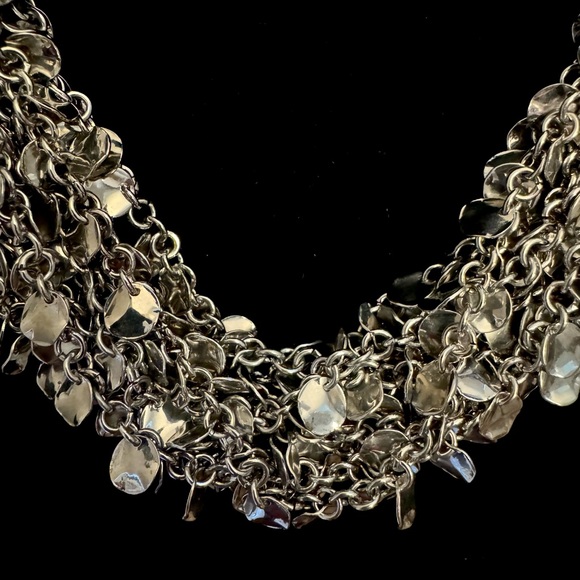 New! Chunky Statement 22” Necklace Silver, Gold & Rhinestone, Great bling! - Picture 10 of 13